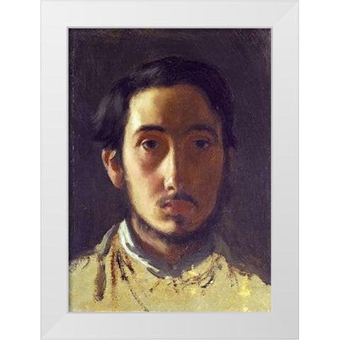 Degas Self Portrait White Modern Wood Framed Art Print by Degas, Edgar