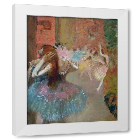 Scene De Ballet Or Balleteuses White Modern Wood Framed Art Print by Degas, Edgar