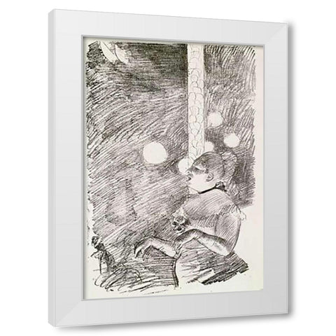 The Song of The Dog White Modern Wood Framed Art Print by Degas, Edgar