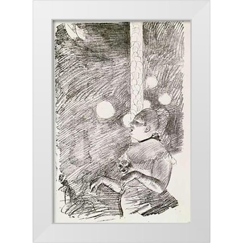 The Song of The Dog White Modern Wood Framed Art Print by Degas, Edgar