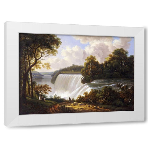 Niagara Falls Scene White Modern Wood Framed Art Print by DeGrailly, Victor