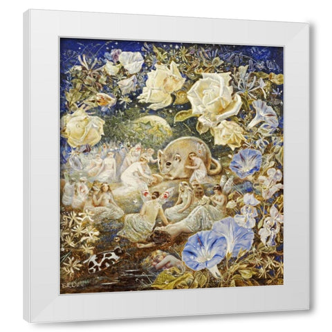 Fairies and a Field Mouse White Modern Wood Framed Art Print by Dell, Etheline E.