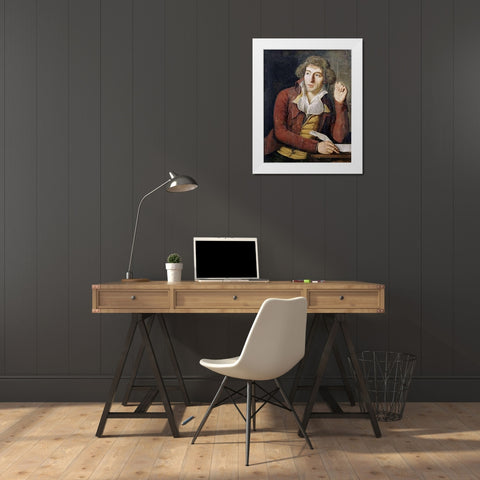 Portrait of a Gentleman White Modern Wood Framed Art Print by Dupaty, Charles