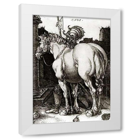 The Large Horse White Modern Wood Framed Art Print by Durer, Albrecht