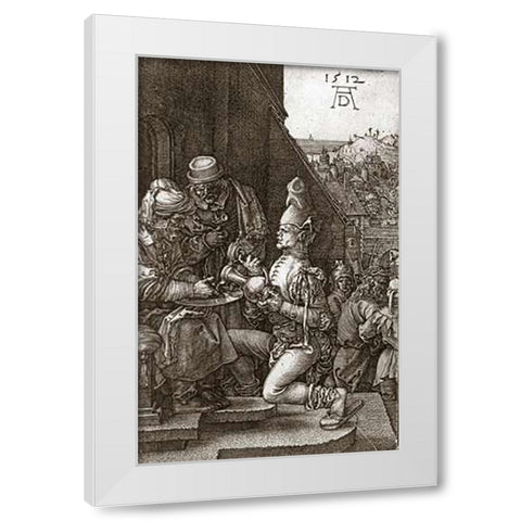 Pilate Washing His Hands White Modern Wood Framed Art Print by Durer, Albrecht
