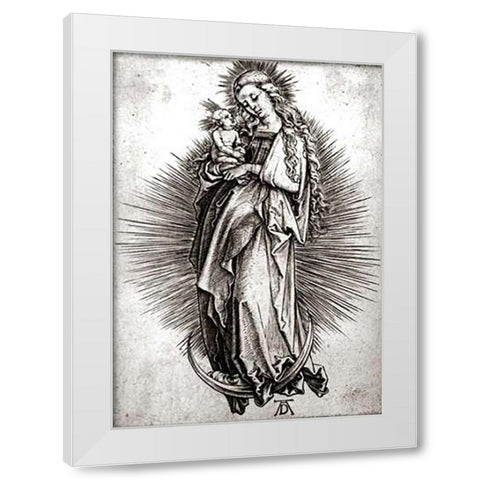 The Virgin and Child On a Crescent White Modern Wood Framed Art Print by Durer, Albrecht