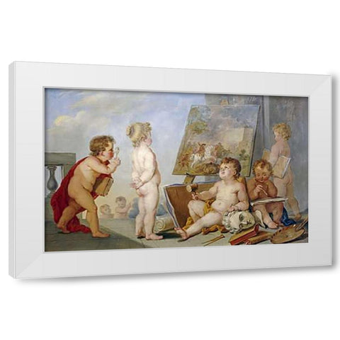 Une Allegorie Des Arts White Modern Wood Framed Art Print by Eisen, Charles