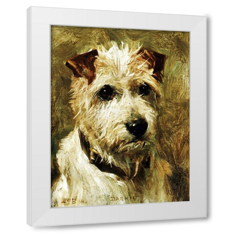 Portrait of a Terrier: Darkie White Modern Wood Framed Art Print by Emms, John