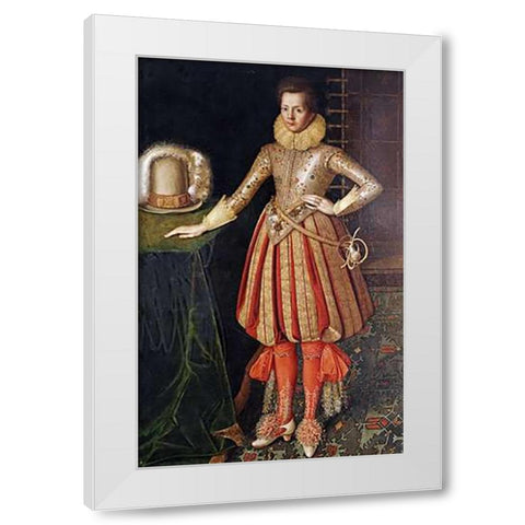 Portrait of a Gentleman White Modern Wood Framed Art Print by English School