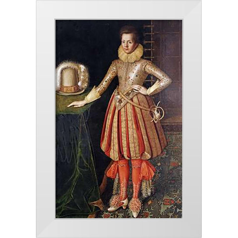 Portrait of a Gentleman White Modern Wood Framed Art Print by English School