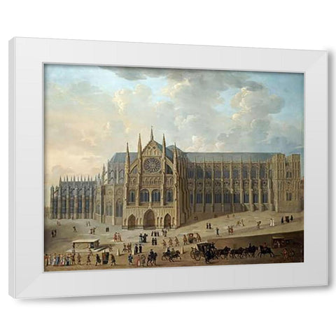 View of Westminster Abbey White Modern Wood Framed Art Print by English School
