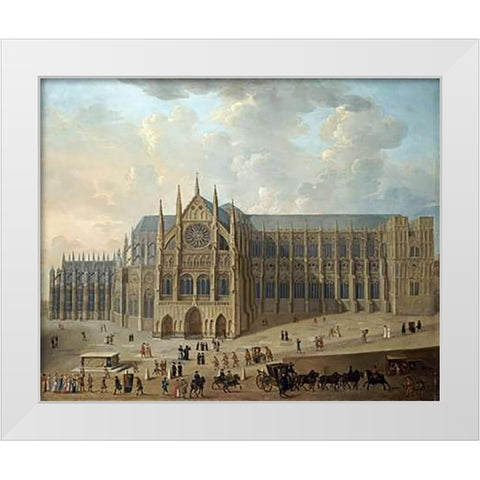 View of Westminster Abbey White Modern Wood Framed Art Print by English School