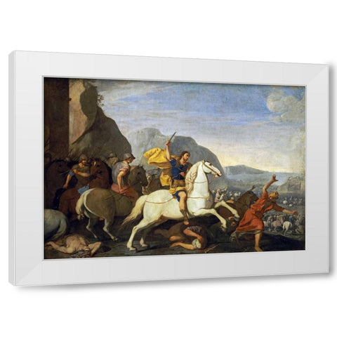 Saint James at The Battle of Clavijo White Modern Wood Framed Art Print by Falcone, Aniello