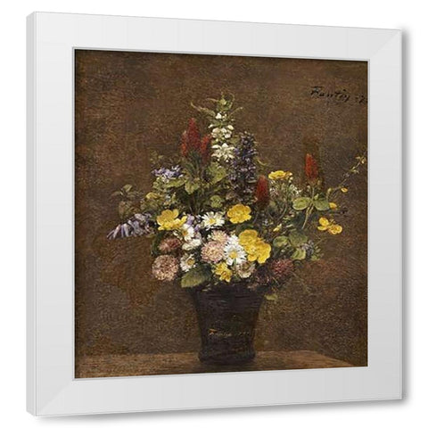 Wild Flowers White Modern Wood Framed Art Print by Latour, Henri Fantin