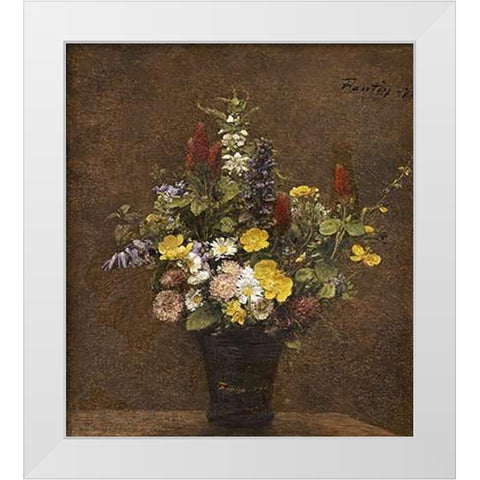 Wild Flowers White Modern Wood Framed Art Print by Latour, Henri Fantin