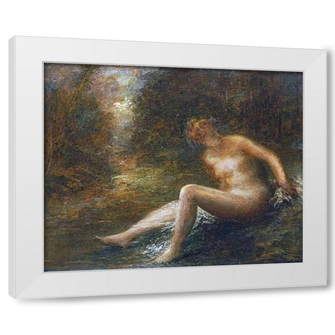 The Huntress White Modern Wood Framed Art Print by Latour, Henri Fantin