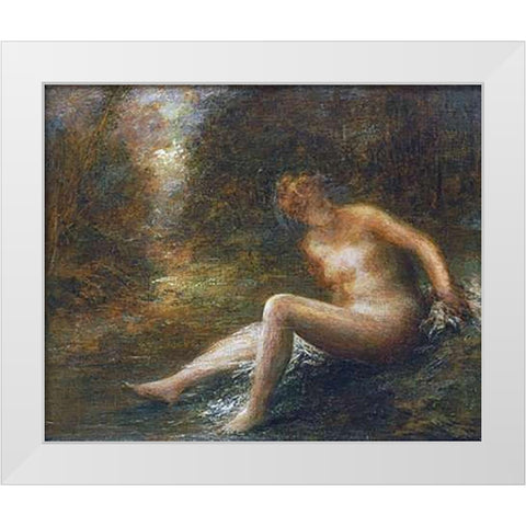 The Huntress White Modern Wood Framed Art Print by Latour, Henri Fantin