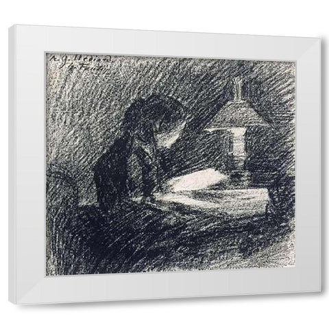 The Lesson White Modern Wood Framed Art Print by Latour, Henri Fantin