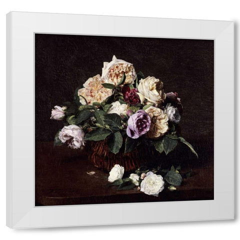 Vase De Fleurs White Modern Wood Framed Art Print by Fantin-Latour, Henri