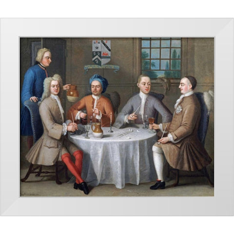 Sir Thomas Sebright, Sir John Bland and Two Friends White Modern Wood Framed Art Print by Ferrers, Benjamin