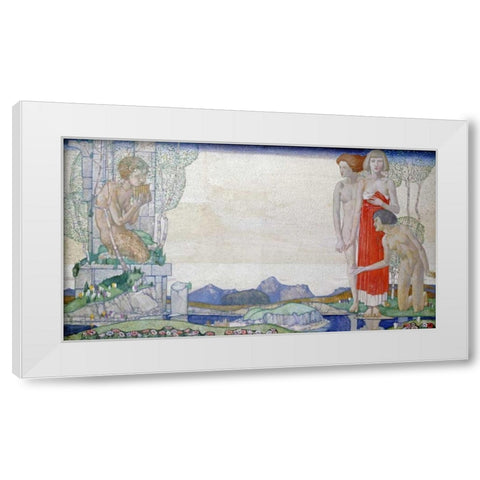 The Voice of Pan White Modern Wood Framed Art Print by Frampton, Edward Reginald