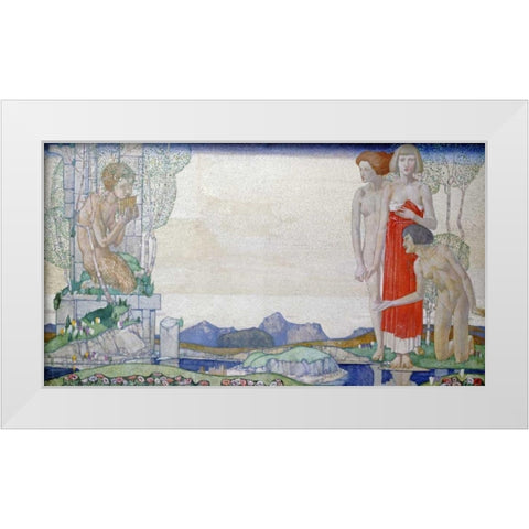 The Voice of Pan White Modern Wood Framed Art Print by Frampton, Edward Reginald