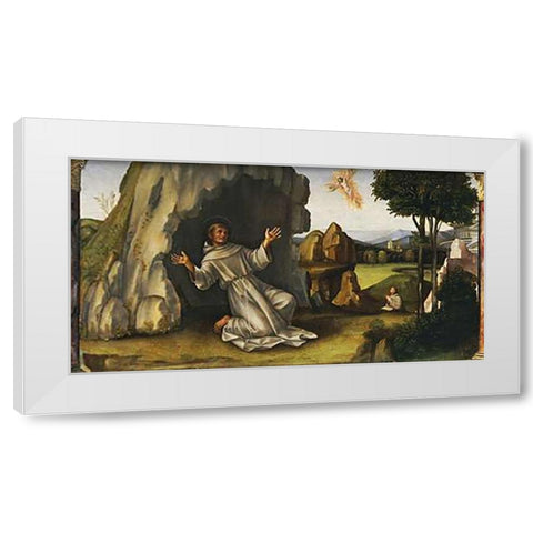 Saint Francis Receiving The Stigmata White Modern Wood Framed Art Print by Francia, Francesco Raibolini