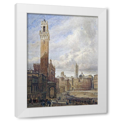 Piazza Del Campo, Siena White Modern Wood Framed Art Print by Fulleylove, John