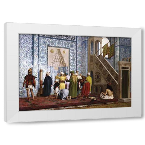 The Blue Mosque. White Modern Wood Framed Art Print by Gerome, Jean Leon