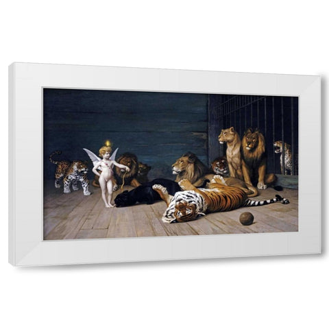 Whoever You Are, Here Is Your Master - Love, The Conqueror White Modern Wood Framed Art Print by Gerome, Jean Leon