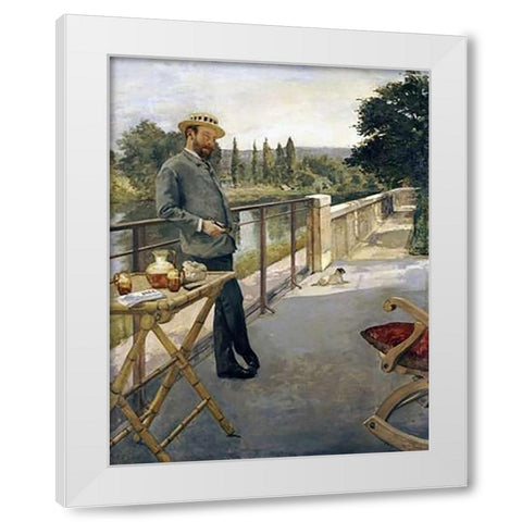 An Elegant Man On a Terrace White Modern Wood Framed Art Print by Gervex, Henri