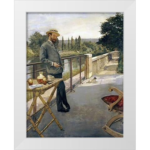 An Elegant Man On a Terrace White Modern Wood Framed Art Print by Gervex, Henri