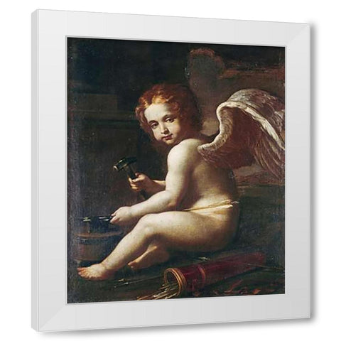 Cupid Sharpening His Arrows White Modern Wood Framed Art Print by Gessi, Giovan Francesco