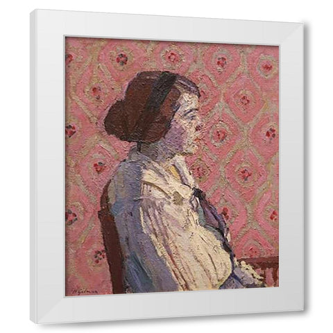 A Portrait In Profile White Modern Wood Framed Art Print by Gilman, Harold