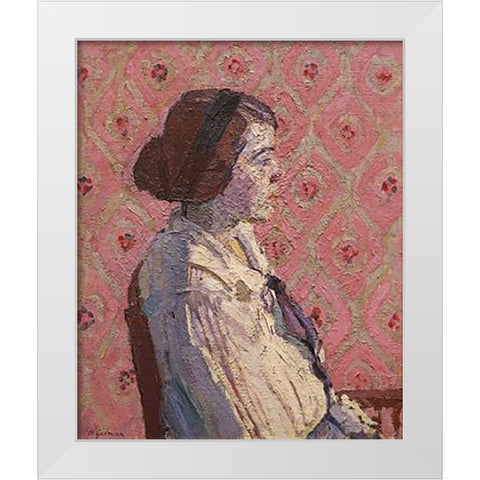 A Portrait In Profile White Modern Wood Framed Art Print by Gilman, Harold