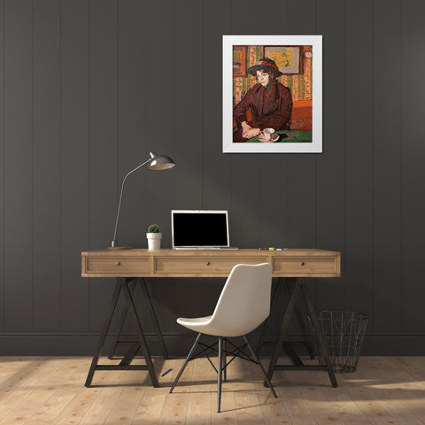 Girl With a Tea Cup White Modern Wood Framed Art Print by Gilman, Harold