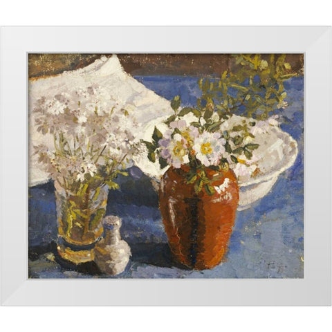 Still Life With Flowers In a Vase White Modern Wood Framed Art Print by Gilman, Harold