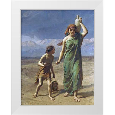Hagar and Ishmael White Modern Wood Framed Art Print by Goodall, Frederick