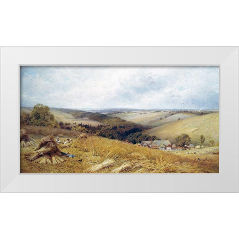 A Hot Day In The Harvest Field White Modern Wood Framed Art Print by Gosling, William W.