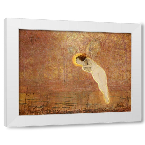 Iris White Modern Wood Framed Art Print by Grimshaw, John Atkinson