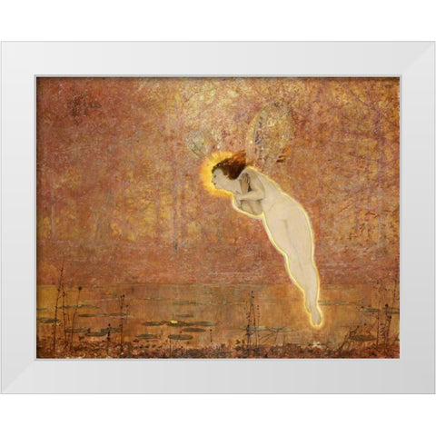 Iris White Modern Wood Framed Art Print by Grimshaw, John Atkinson
