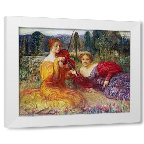 Musicienne du Silence, c. 1900 White Modern Wood Framed Art Print by Hacker, Arthur