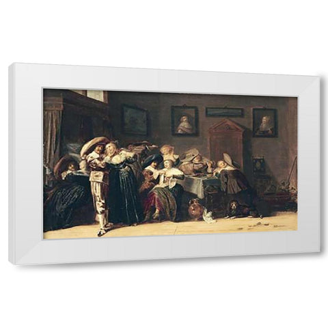 An Elegant Company Carousing In An Interior White Modern Wood Framed Art Print by Hals, Dirk