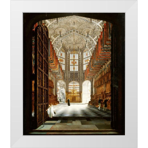 A View of The Interior of Henry VIIs Chapel, Westminster Abbey White Modern Wood Framed Art Print by Harwood, John