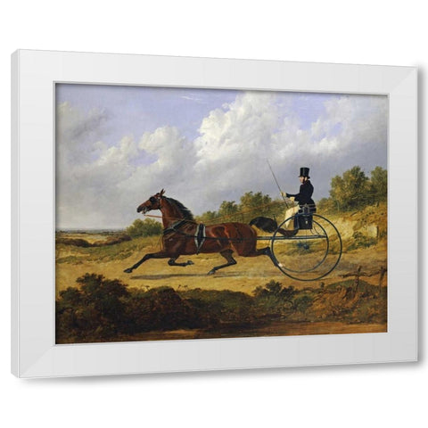 Confidence, Drawing a Gig Driven By a Groom White Modern Wood Framed Art Print by Herring, John Frederick