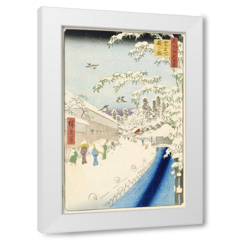 Yabu Street Below Atago White Modern Wood Framed Art Print by Hiroshige