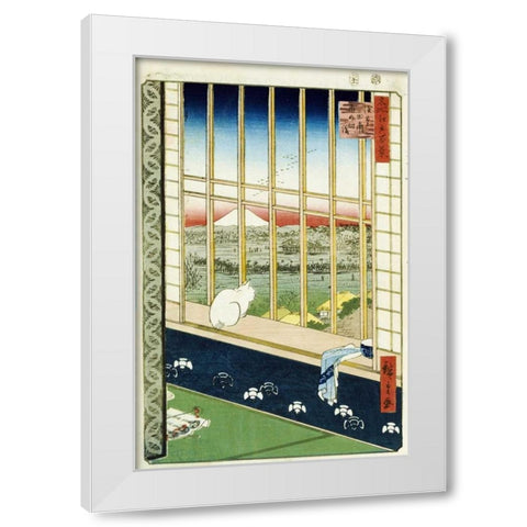 Asakusa Rice Fields During The Festival of The Cock White Modern Wood Framed Art Print by Hiroshige