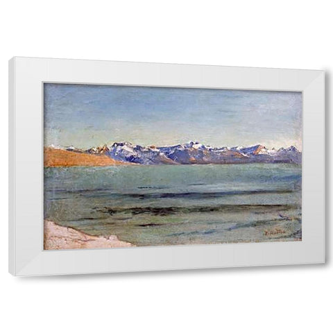 Sunrise Over Mont Blanc White Modern Wood Framed Art Print by Hodler, Ferdinand