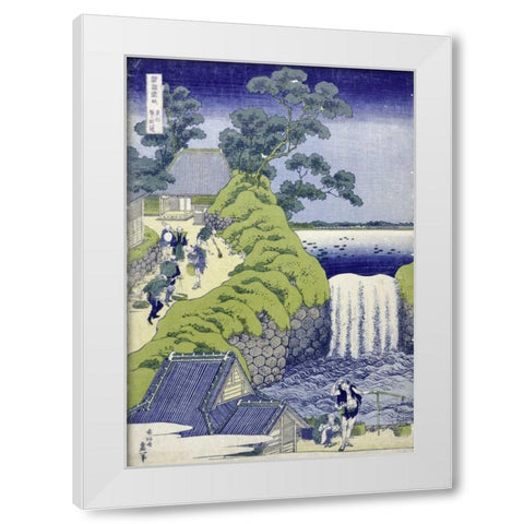 Aoigaoka Waterfall in the Eastern Capital White Modern Wood Framed Art Print by Hokusai