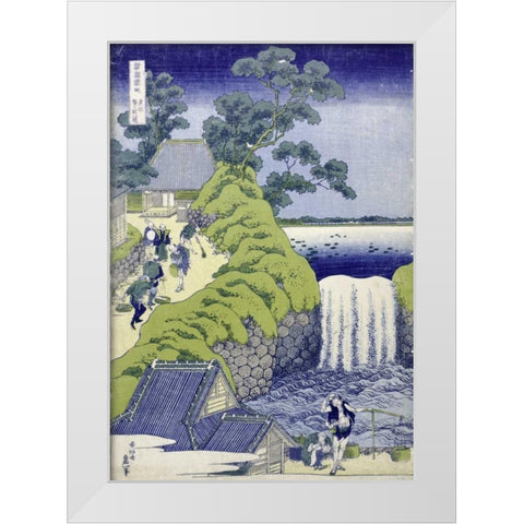 Aoigaoka Waterfall in the Eastern Capital White Modern Wood Framed Art Print by Hokusai